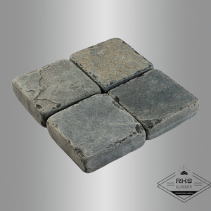 Брусчатка состаренная из сланца "Шунгит" 100х100х30-40