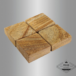 Брусчатка пиленая из песчаника "Радуга" 100х100х30