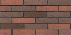 Кирпич облицовочный ЛСР, Красный Флэшинг, Рустик, 1НФ на графитовом шве