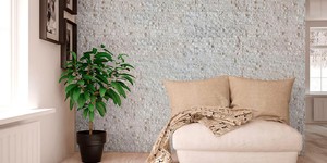 Каменная стена в интерьере фото 3D панели RKS SLATE Кварцит White Quartz Classic купить камень для стен с доставкой (5)