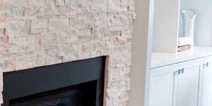 Белый камин из натурального камня купить 3D панели RKS SLATE Кварцит White Quartz Modern (1)